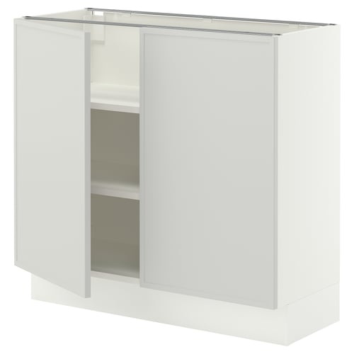 SEKTION Armoire inférieure tablette/2portes, blanc/Aspudden gris clair, 36x15x30 "