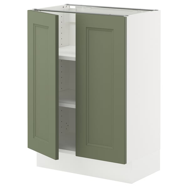 SEKTION Armoire inférieure tablette/2portes, blanc/Axstad gris-vert, 24x15x30 "