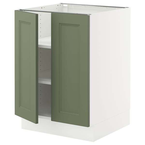SEKTION Armoire inférieure tablette/2portes, blanc/Axstad gris-vert, 24x24x30 "