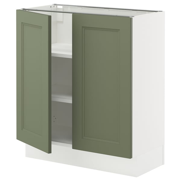 SEKTION Armoire inférieure tablette/2portes, blanc/Axstad gris-vert, 30x15x30 "