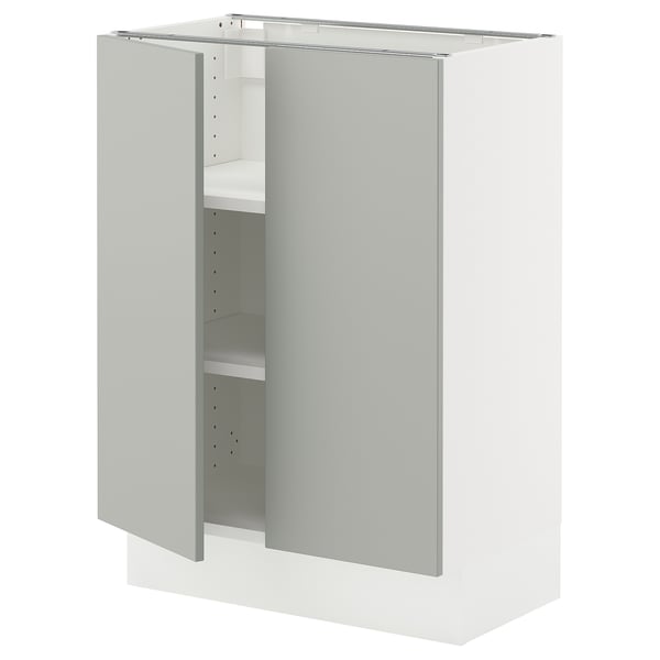 SEKTION Armoire inférieure tablette/2portes, blanc/Havstorp gris clair, 24x15x30 "