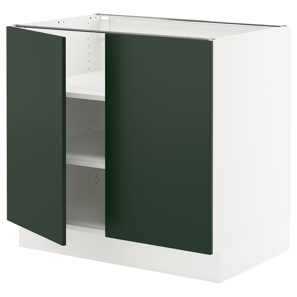 SEKTION Armoire inférieure tablette/2portes, blanc/Havstorp vert profond, 36x24x30 "