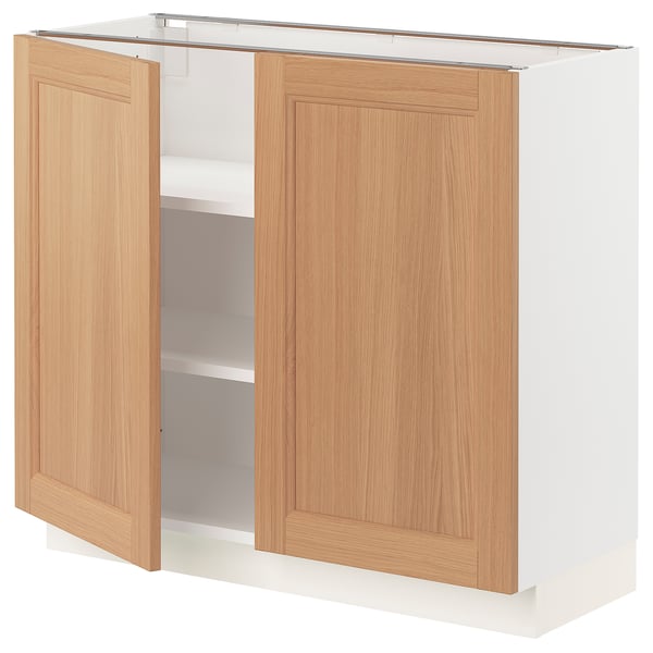SEKTION Armoire inférieure tablette/2portes, blanc/Vedhamn chêne, 36x15x30 "