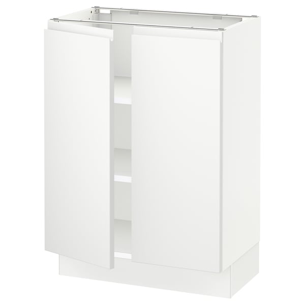 SEKTION Armoire inférieure tablette/2portes, blanc/Voxtorp blanc mat, 24x15x30 "