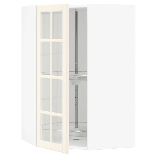 SEKTION Armoire mural angl+rgt piv/pte vitr, blanc/Bodbyn blanc cassé, 26x15x40 "