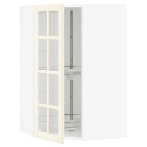 SEKTION Armoire mural angl+rgt piv/pte vitr, blanc/Bodbyn blanc cassé, 26x15x40 "