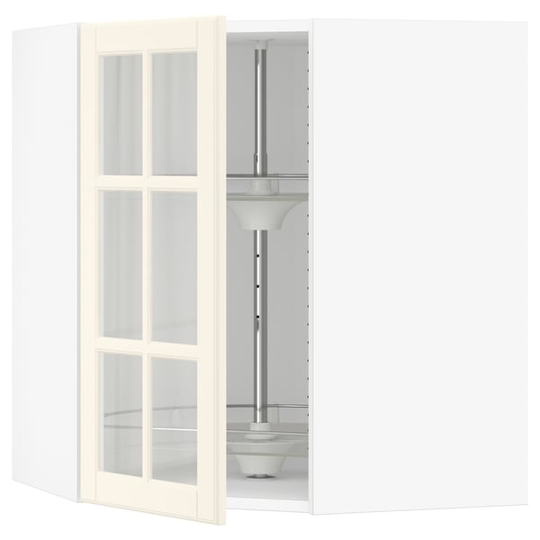 SEKTION Armoire mural angl+rgt piv/pte vitr, blanc/Bodbyn blanc cassé, 26x15x30 "
