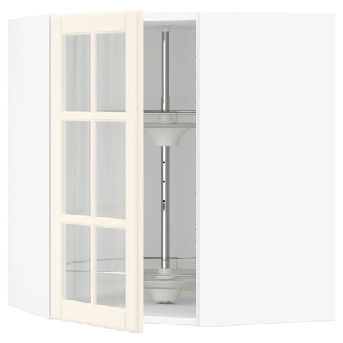 SEKTION Armoire mural angl+rgt piv/pte vitr, blanc/Bodbyn blanc cassé, 26x15x30 "