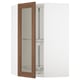 SEKTION Armoire mural angl+rgt piv/pte vitr, blanc Enköping/brun effet noyer, 26x15x40 "