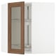 SEKTION Armoire mural angl+rgt piv/pte vitr, blanc Enköping/brun effet noyer, 26x15x30 "
