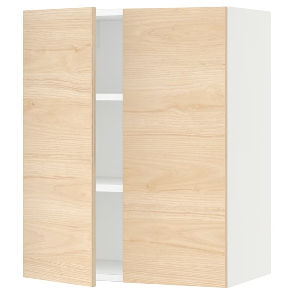 SEKTION Armoire murale 2 portes, blanc/Askersund effet frêne clair, 24x15x30 "