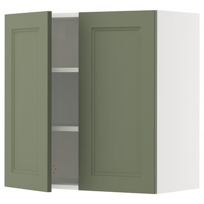 SEKTION Armoire murale 2 portes, blanc/Axstad gris-vert, 30x15x30 "