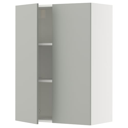 SEKTION Armoire murale 2 portes, blanc/Havstorp gris clair, 30x15x40 "