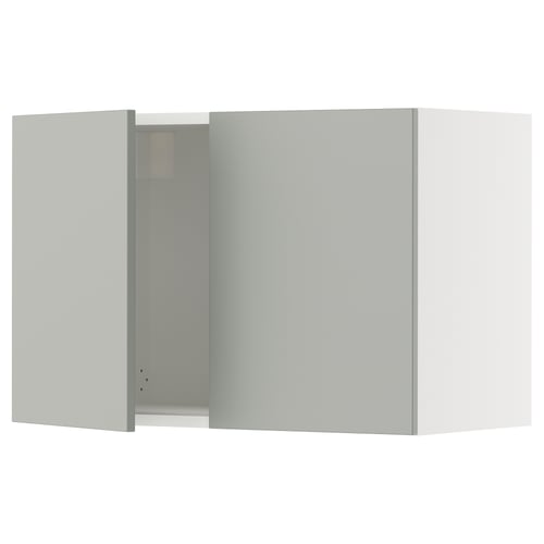 SEKTION Armoire murale 2 portes, blanc/Havstorp gris clair, 30x15x20 "