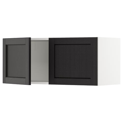 SEKTION Armoire murale 2 portes, blanc/Lerhyttan teinté noir, 36x15x15 "