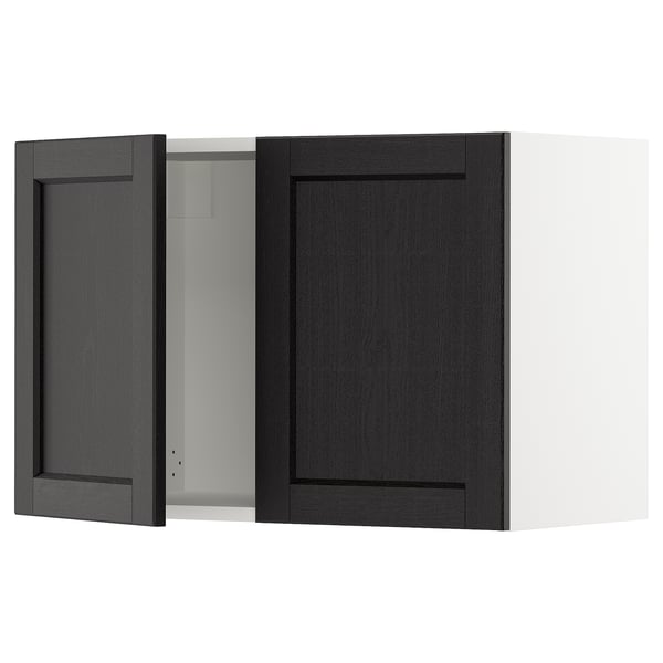 SEKTION Armoire murale 2 portes, blanc/Lerhyttan teinté noir, 30x15x20 "