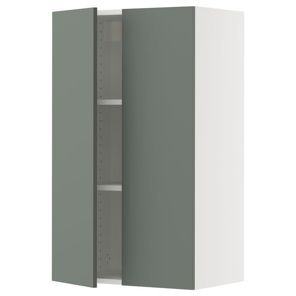 SEKTION Armoire murale 2 portes, blanc/Nickebo gris -vert mat, 24x15x40 "