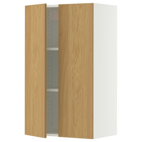 SEKTION Armoire murale 2 portes, blanc/Sinarp chêne plaqué, 24x15x40 "
