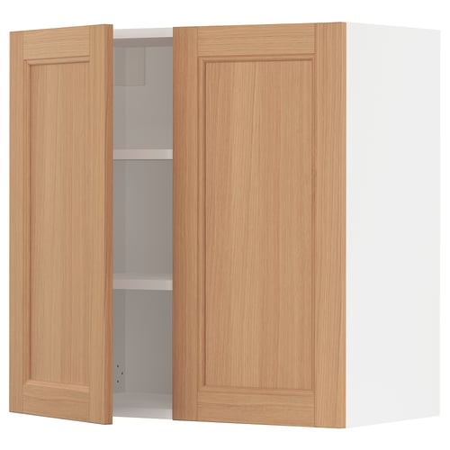 SEKTION Armoire murale 2 portes, blanc/Vedhamn chêne, 30x15x30 "