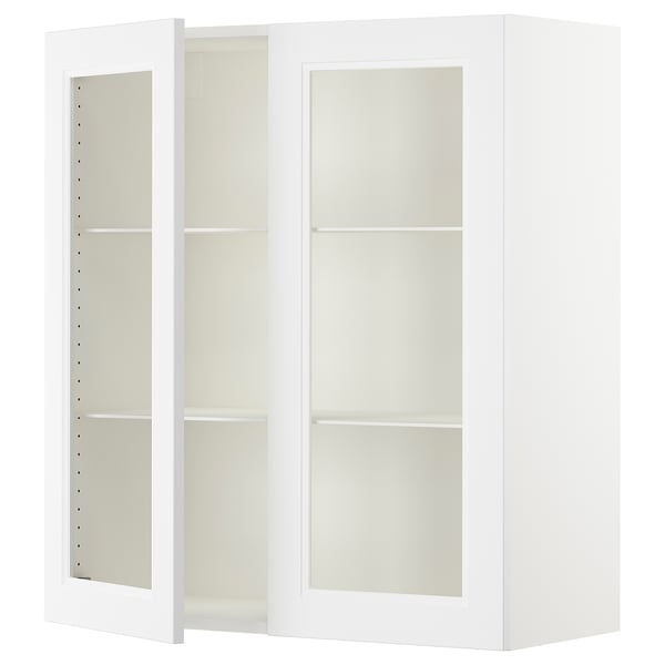 SEKTION Armoire murale 2 portes vitrées, blanc/Axstad blanc mat, 36x15x40 "