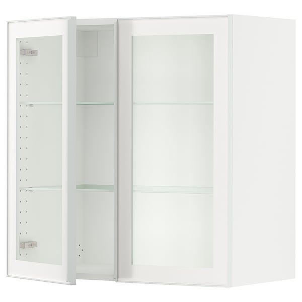 SEKTION Armoire murale 2 portes vitrées, blanc/Hejsta verre transparent/blanc, 30x15x30 "