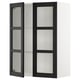 SEKTION Armoire murale 2 portes vitrées, blanc/Lerhyttan teinté noir, 30x15x40 "