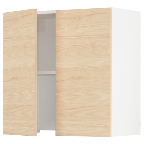 SEKTION Armoire murale à hotte intégrée, blanc/Askersund effet frêne clair, 30x15x30 "