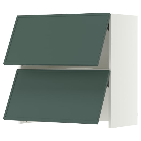 SEKTION Armoire murale à hotte intégrée, blanc/Aspudden gris-vert foncé, 30x15x30 "