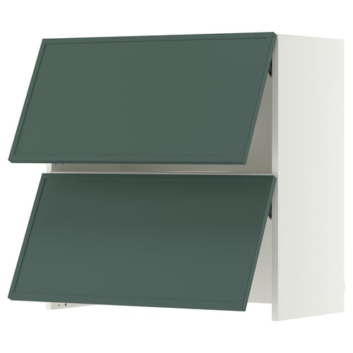 SEKTION Armoire murale à hotte intégrée, blanc/Aspudden gris-vert foncé, 30x15x30 "