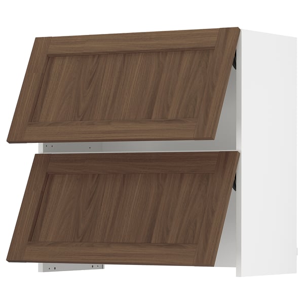 SEKTION Armoire murale à hotte intégrée, blanc Enköping/brun effet noyer, 30x15x30 "