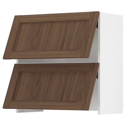 SEKTION Armoire murale à hotte intégrée, blanc Enköping/brun effet noyer, 30x15x30 "