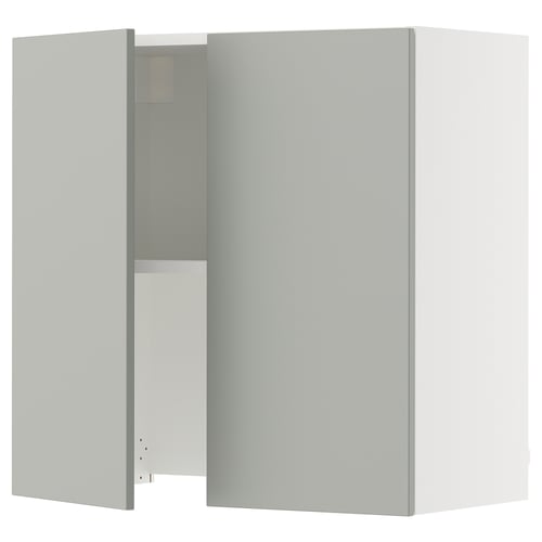 SEKTION Armoire murale à hotte intégrée, blanc/Havstorp gris clair, 30x15x30 "