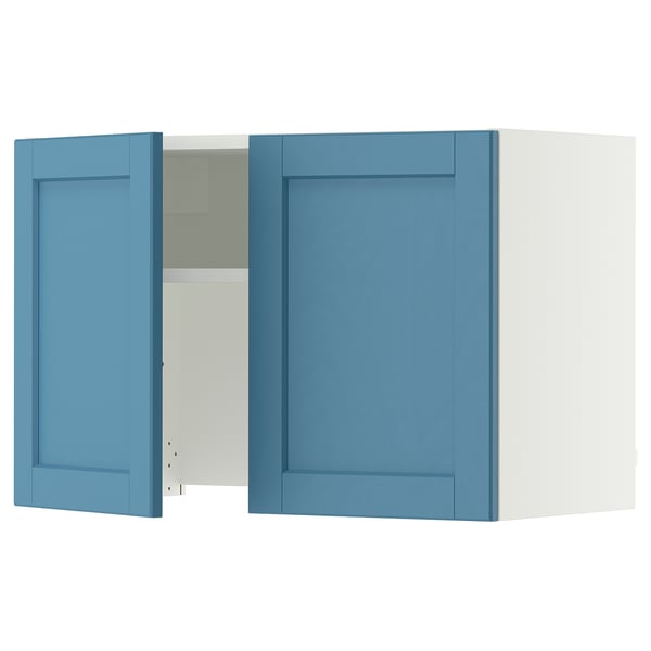 SEKTION Armoire murale à hotte intégrée, blanc/Lerhyttan bleu, 30x15x20 "