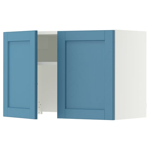 SEKTION Armoire murale à hotte intégrée, blanc/Lerhyttan bleu, 30x15x20 "