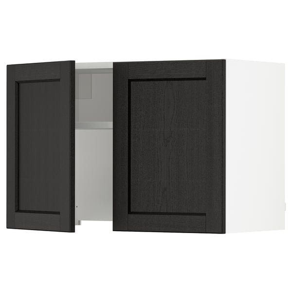 SEKTION Armoire murale à hotte intégrée, blanc/Lerhyttan teinté noir, 30x15x20 "