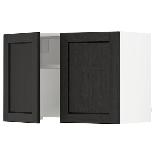 SEKTION Armoire murale à hotte intégrée, blanc/Lerhyttan teinté noir, 30x15x20 "