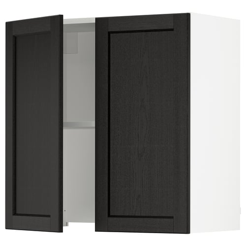 SEKTION Armoire murale à hotte intégrée, blanc/Lerhyttan teinté noir, 30x15x30 "