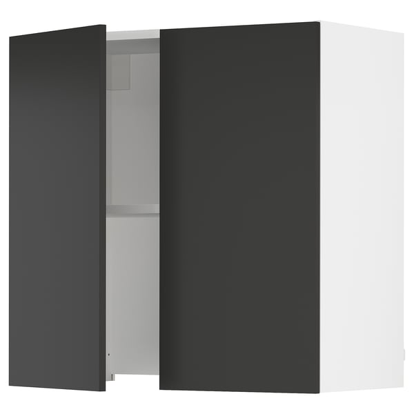 SEKTION Armoire murale à hotte intégrée, blanc/Nickebo anthracite mat, 30x15x30 "