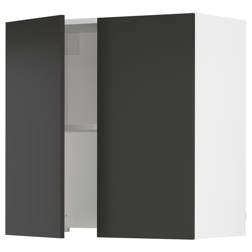 SEKTION Armoire murale à hotte intégrée, blanc/Nickebo anthracite mat, 30x15x30 "