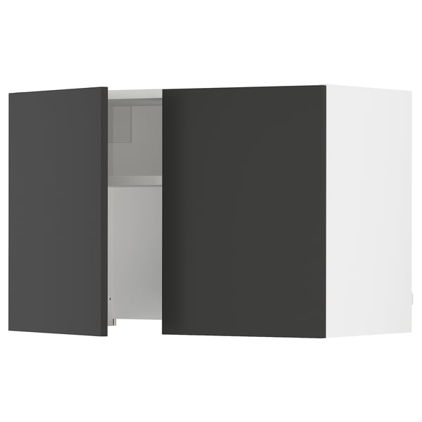 SEKTION Armoire murale à hotte intégrée, blanc/Nickebo anthracite mat, 30x15x20 "