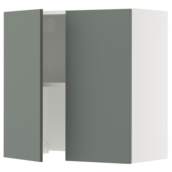 SEKTION Armoire murale à hotte intégrée, blanc/Nickebo gris -vert mat, 30x15x30 "