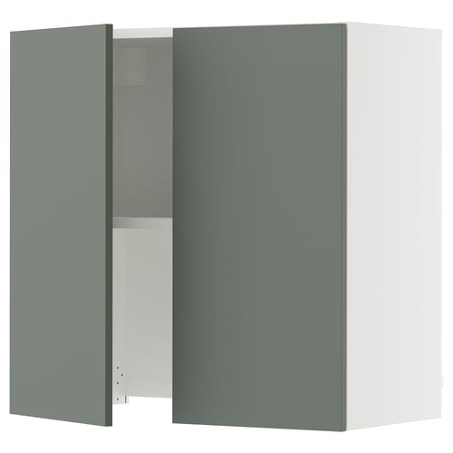 SEKTION Armoire murale à hotte intégrée, blanc/Nickebo gris -vert mat, 30x15x30 "
