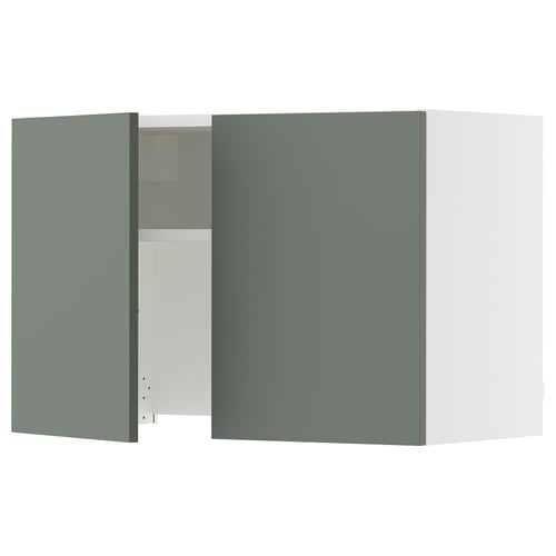 SEKTION Armoire murale à hotte intégrée, blanc/Nickebo gris -vert mat, 30x15x20 "
