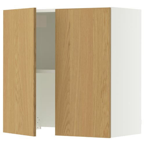 SEKTION Armoire murale à hotte intégrée, blanc/Sinarp chêne plaqué, 30x15x30 "