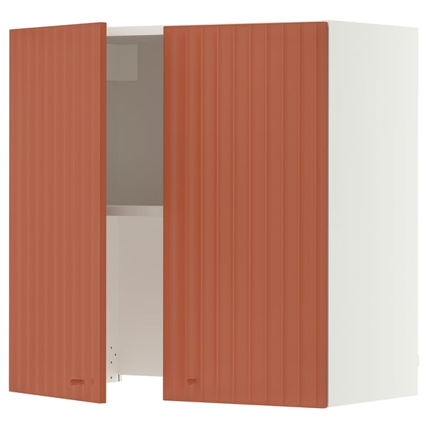 SEKTION Armoire murale à hotte intégrée, blanc/Terrsjö motif cannelé brun-rouge, 30x15x30 "