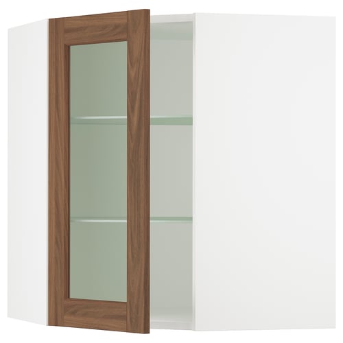 SEKTION Armoire murale ang+tblts/pte vit, blanc Enköping/brun effet noyer, 26x15x30 "