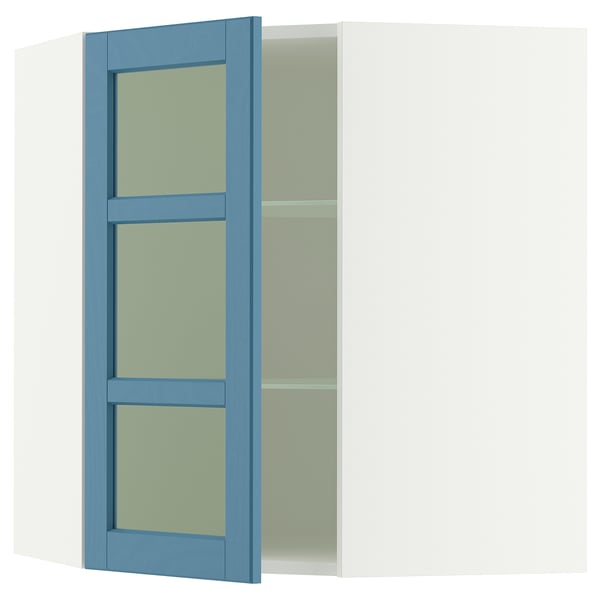 SEKTION Armoire murale ang+tblts/pte vit, blanc/Lerhyttan bleu, 26x15x30 "