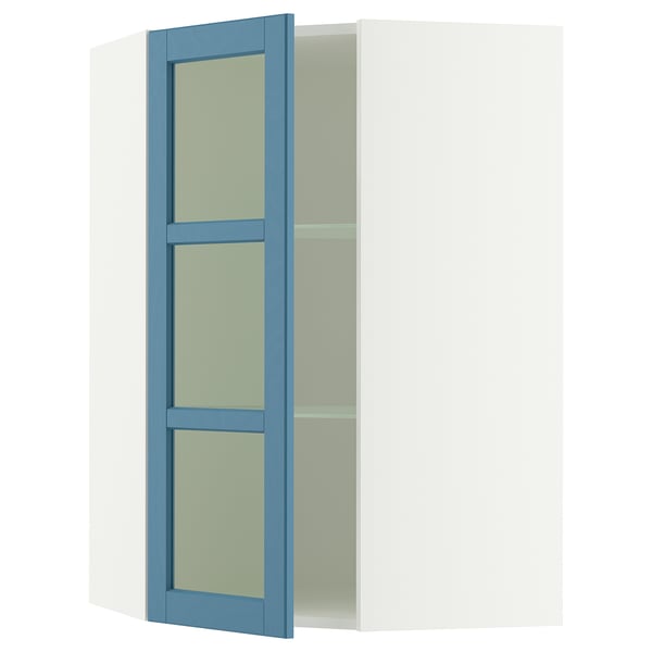 SEKTION Armoire murale ang+tblts/pte vit, blanc/Lerhyttan bleu, 26x15x40 "