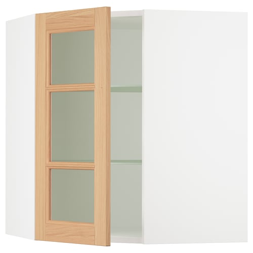 SEKTION Armoire murale ang+tblts/pte vit, blanc/Vedhamn chêne, 26x15x30 "