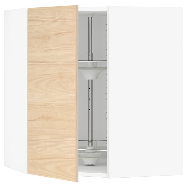 SEKTION Armoire murale angle +rgt pivotant, blanc/Askersund effet frêne clair, 26x15x30 "
